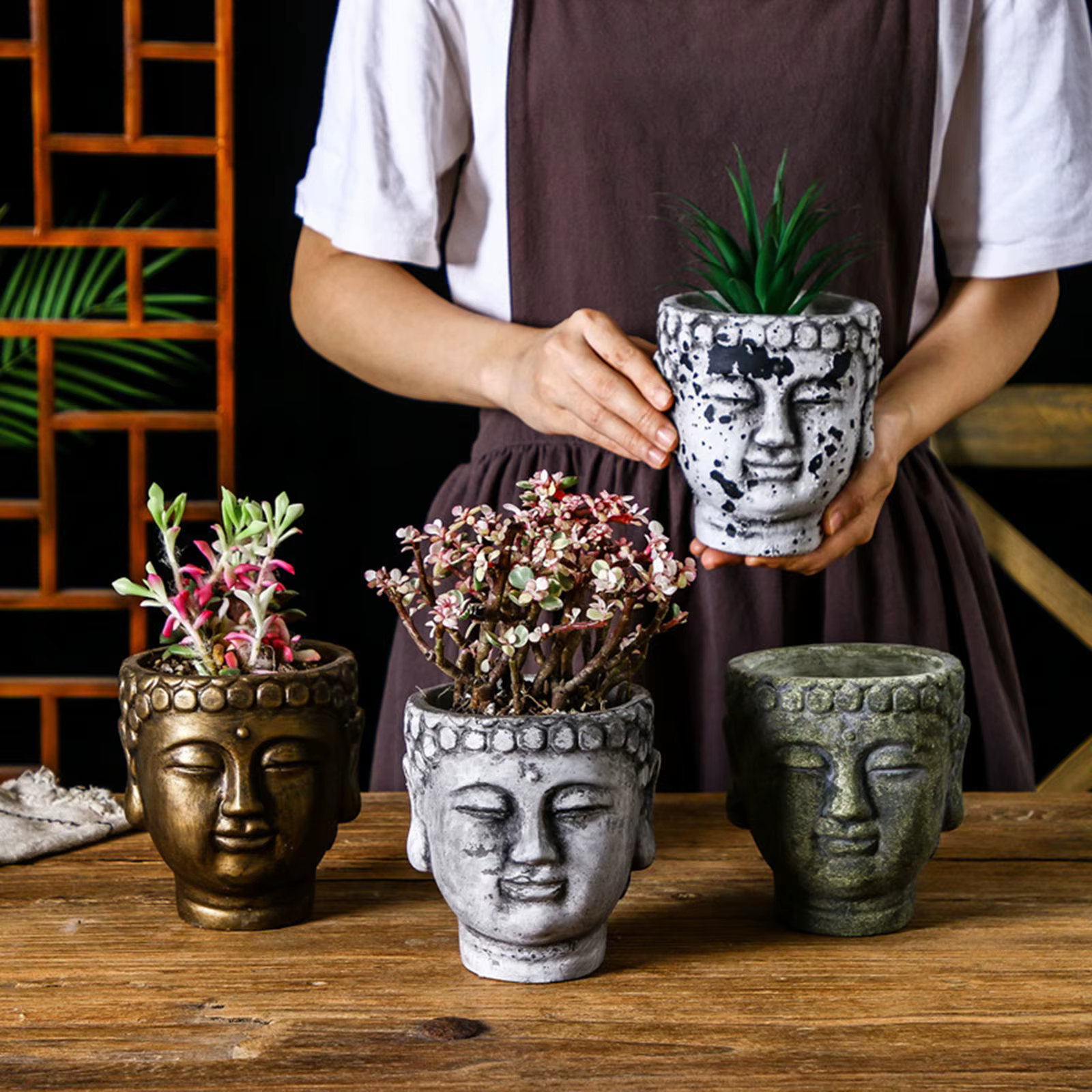 Jardinière tête de bouddha