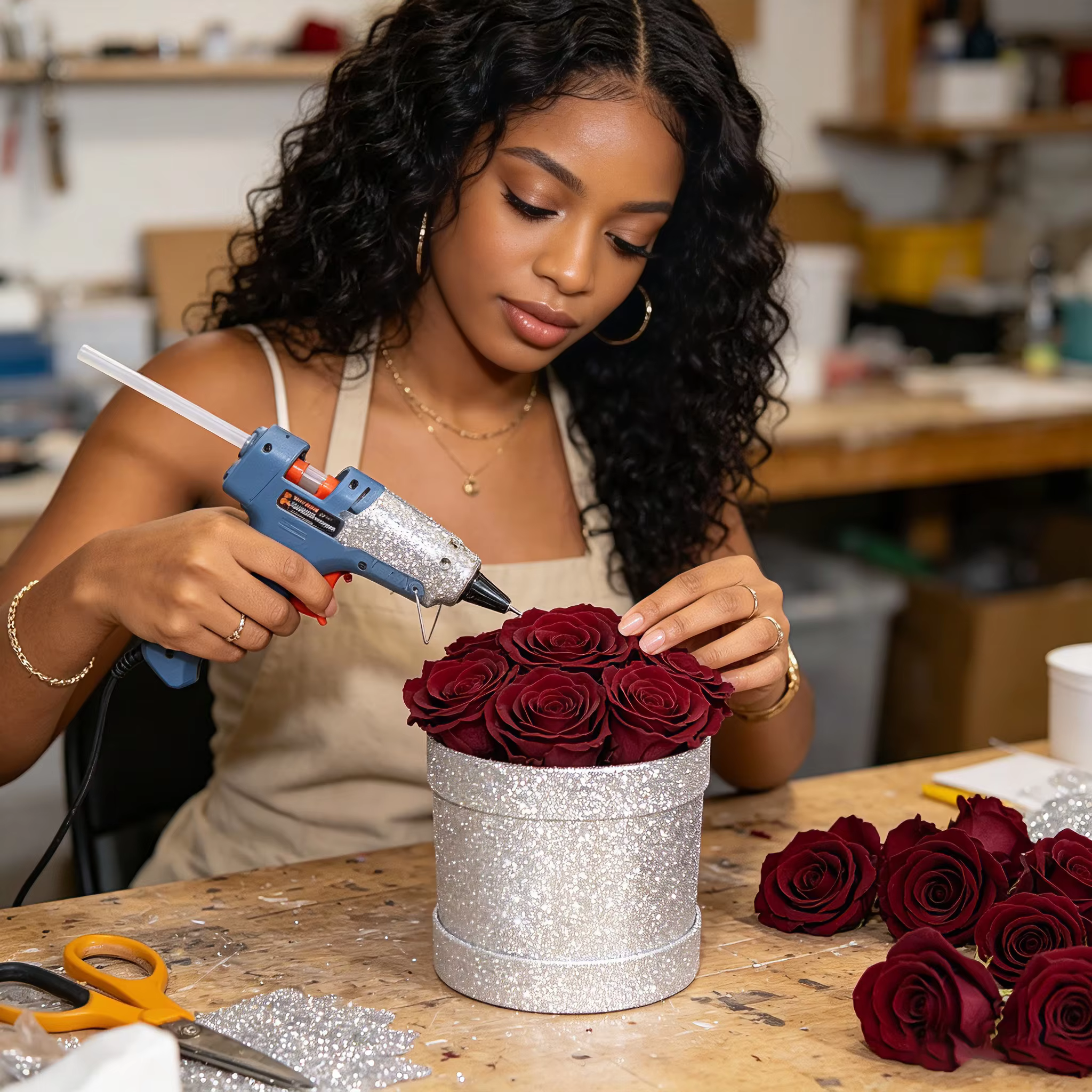 Têtes de roses éternelles naturelles de qualité supérieure (5-6 cm) – Fleurs réelles préservées pour fleuristes