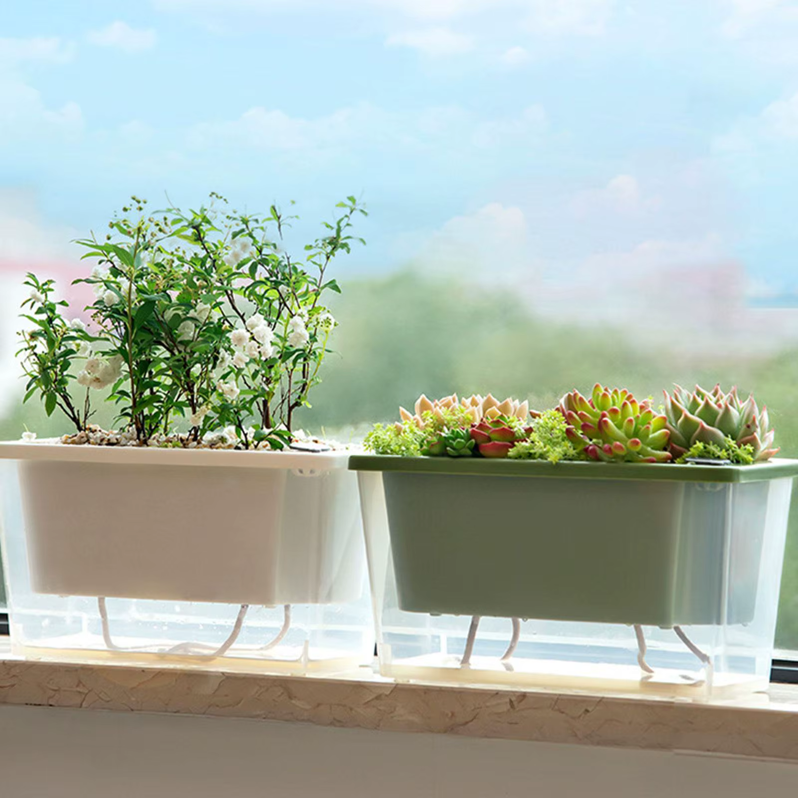 Pot de fleurs auto-arrosage pour balcon