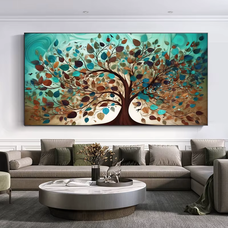 Arbre de vie Gustav Klimt paysage fleurs mur toile peinture scandinave affiche impression photo pour salon décor à la maison