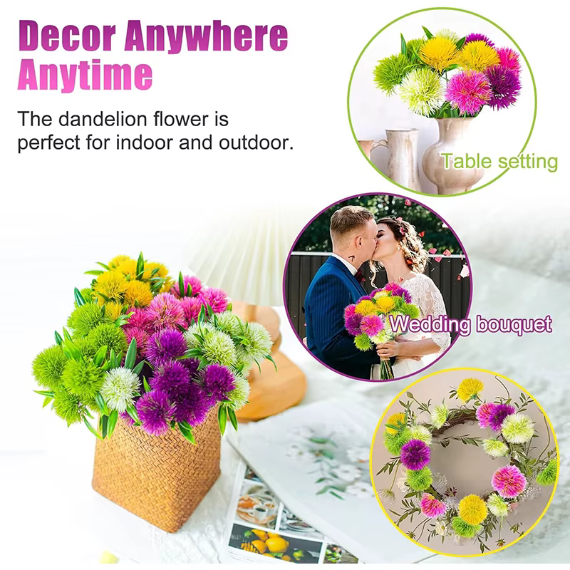 3/5/10/20PC 26cm plantes artificielles pissenlit Bouquet Vases pour la décoration intérieure mariage décoratif fausses fleurs couture ornementale