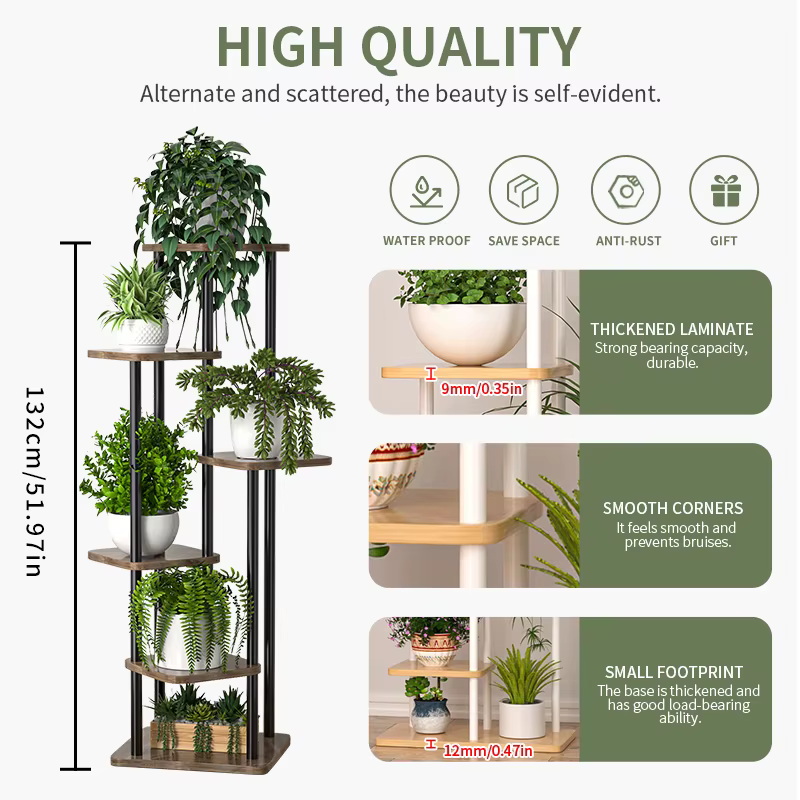Étagère en bois pour plantes et fleurs