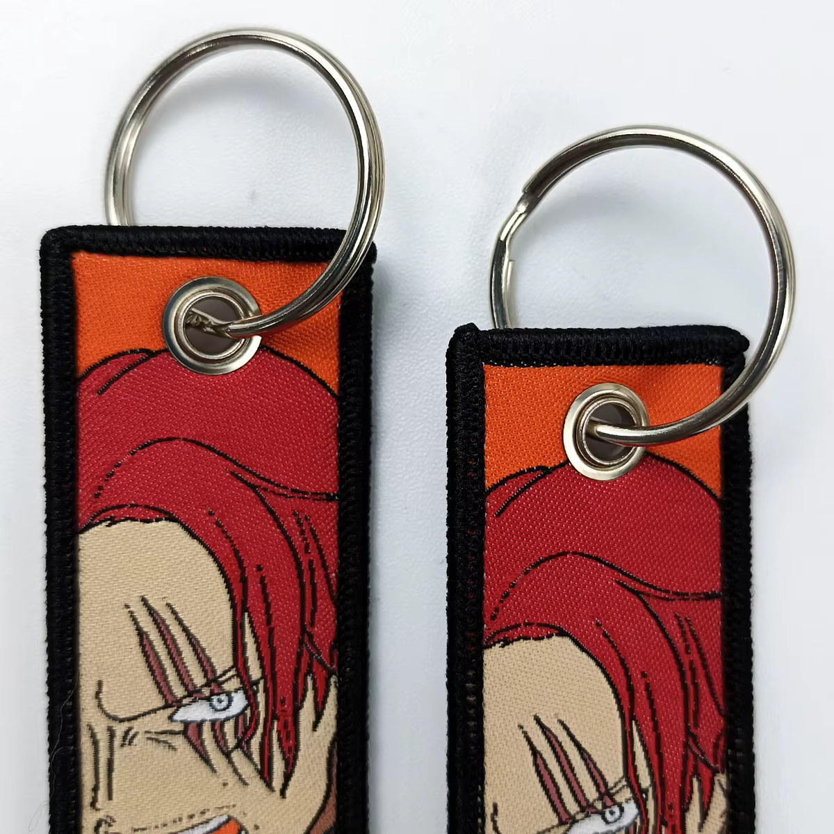 Porte-clés Anime une pièce avec mignon Jet Manga brodé, étiquette de clé à la mode pour accessoire de bijoux, porte-anneau, cadeau pour les Fans d'anime