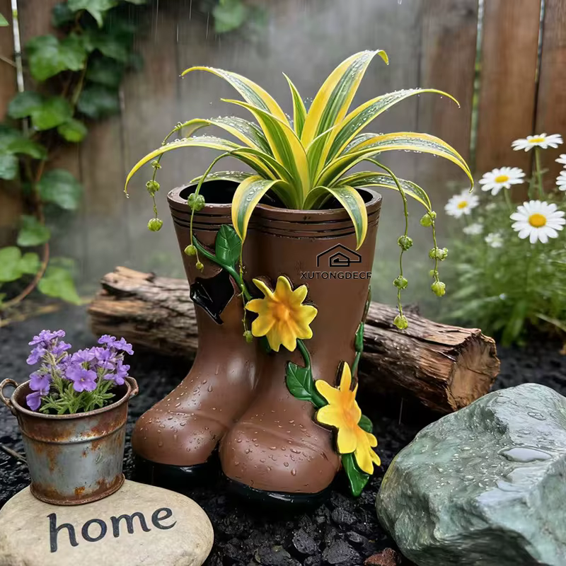 Pot de fleurs créatif en forme de bottes de pluie