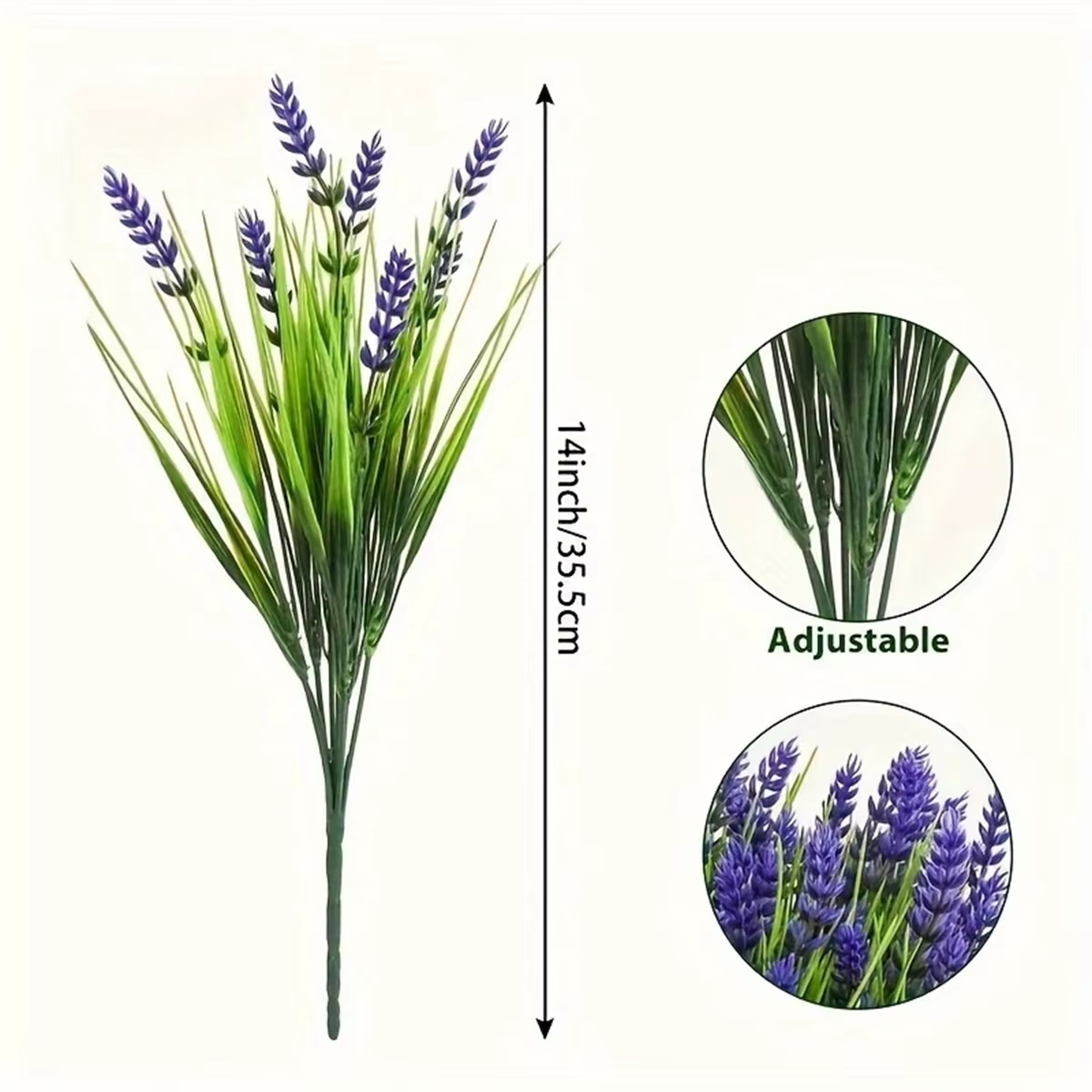 12 paquets de plantes de lavande artificielles d'extérieur avec herbe de singe-arbustes verts en plastique résistant aux UV pour la décoration de jardin de la maison