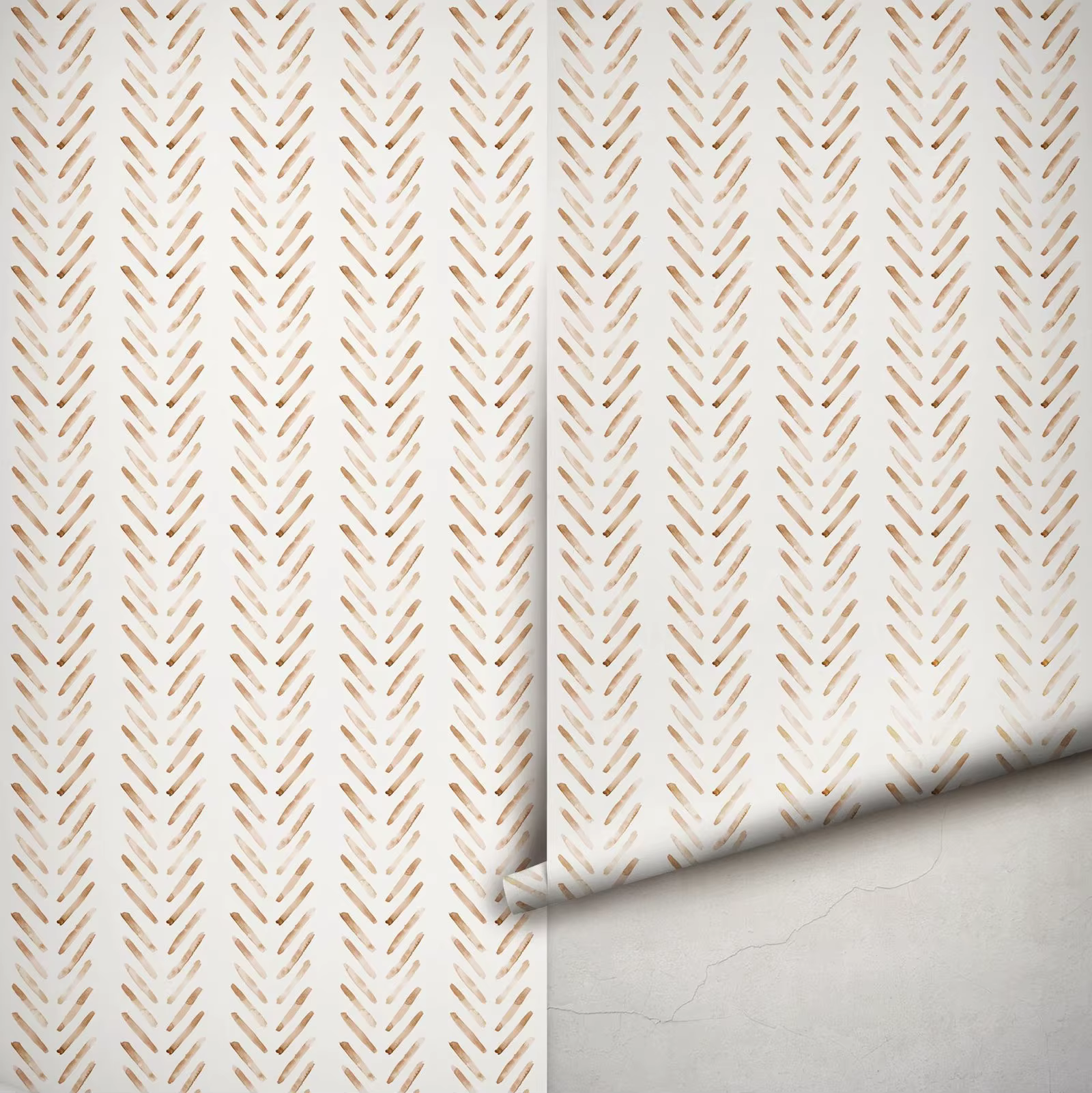 Papier peint Boho Terracotta à chevrons