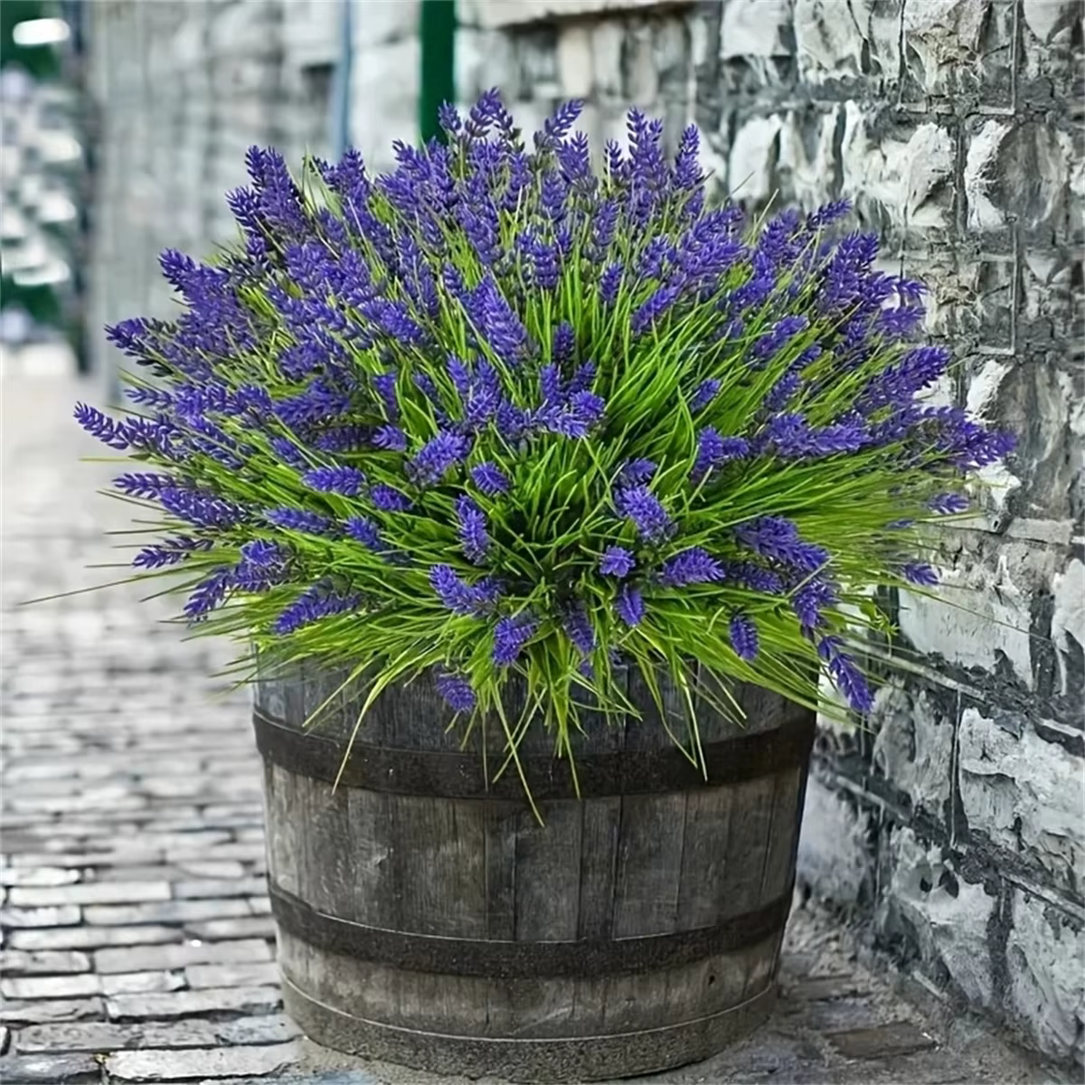 12 paquets de plantes de lavande artificielles d'extérieur avec herbe de singe-arbustes verts en plastique résistant aux UV pour la décoration de jardin de la maison
