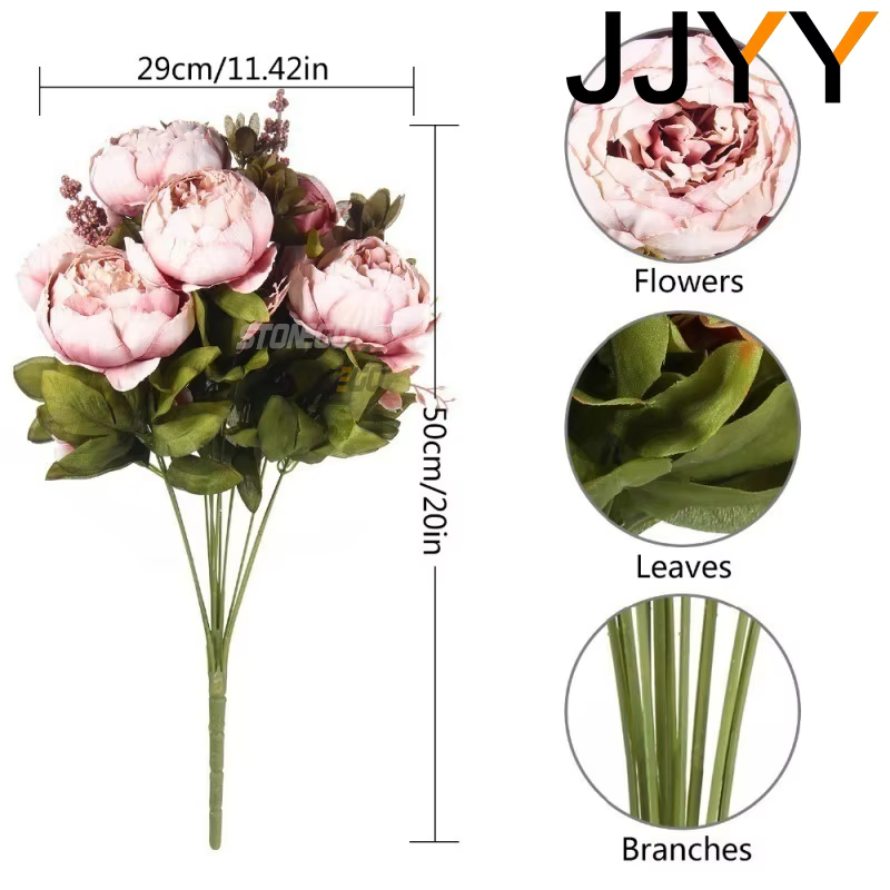 JJYY Bouquet de fleurs artificielles 13 têtes