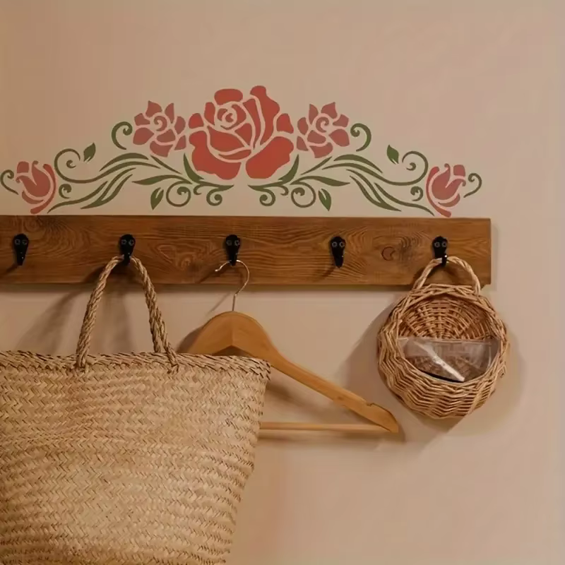 Pochoir mural Vintage en forme de fleur de Rose
