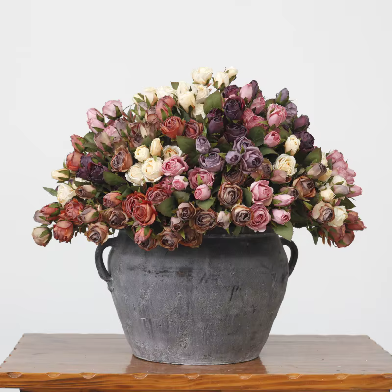 Fleur séchée rose artificielle rétro européenne