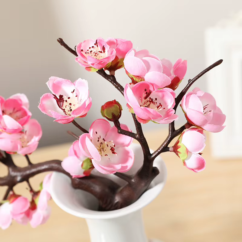 Fleurs artificielles en soie rouge cerise
