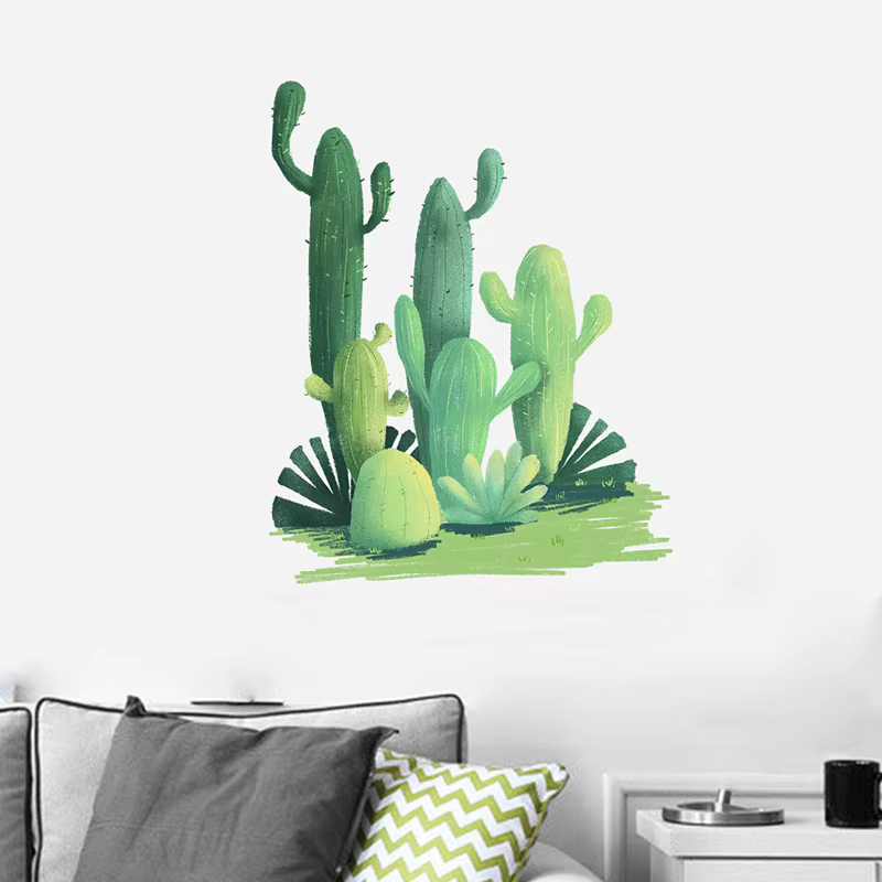 Autocollant mural Cactus aquarelle pour salon