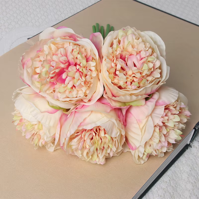 5 gros têtes 11 cm de diamètre Rose pivoine fleurs artificielles Bouquet fausse fleur pour la maison mariée décoration