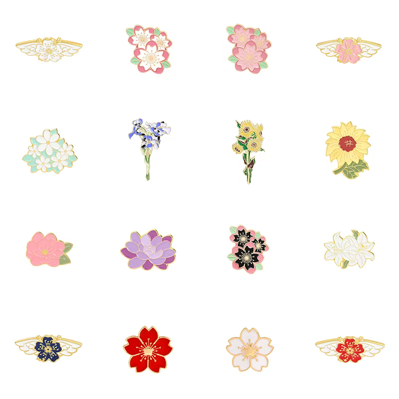 Broches en émail de la série fleurs