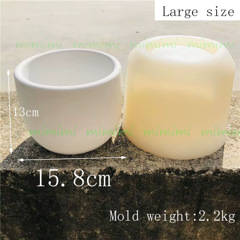 Moule rond en silicone pour pot de fleur en béton, grand moule en ciment, 15cm
