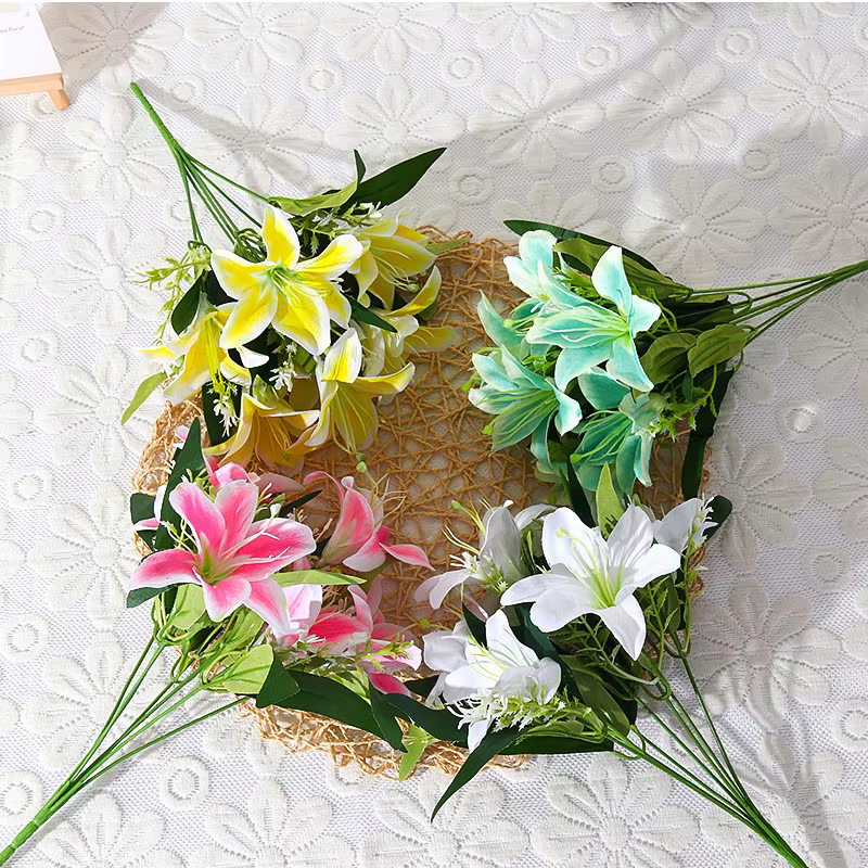 35 cm arc-en-ciel rayonne grand bouquet de lys