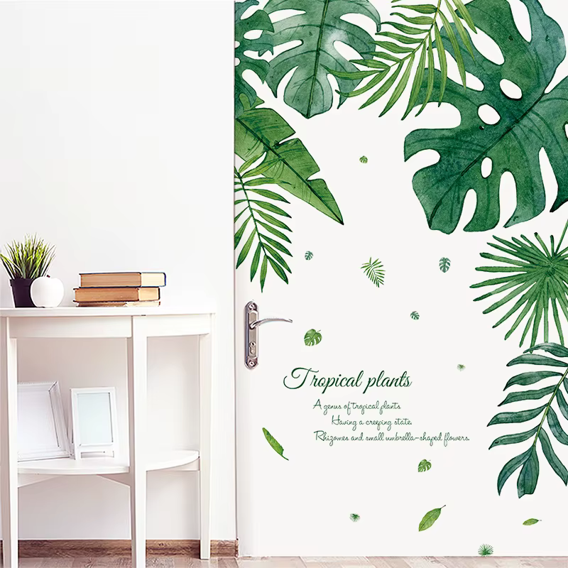 Autocollant mural Feuilles de plantes tropicales pour chambre à coucher