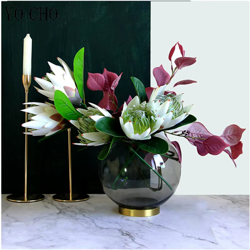 YO CHO fleur artificielle soie roi Protea bricolage Arrangement floral faux fleurs empereur blanc maison fête Table de mariage décoration