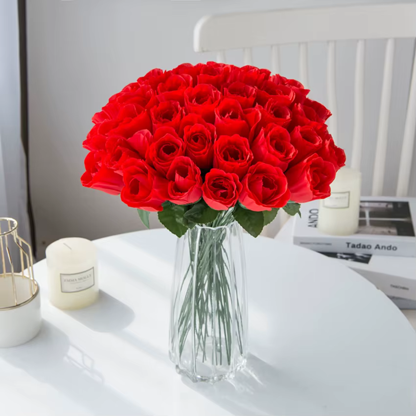 Bouquet de fleurs artificielles rouges