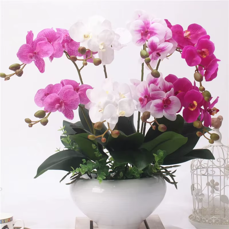 Fleur artificielle Phalaenopsis à 2 branches de 60 cm