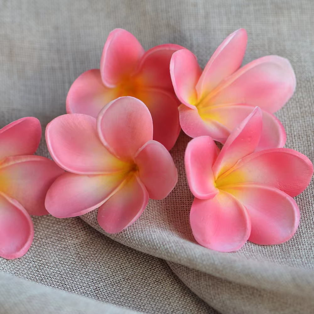 10 pièces fleurs hawaïennes faux Plumeria mousse Frangipani têtes