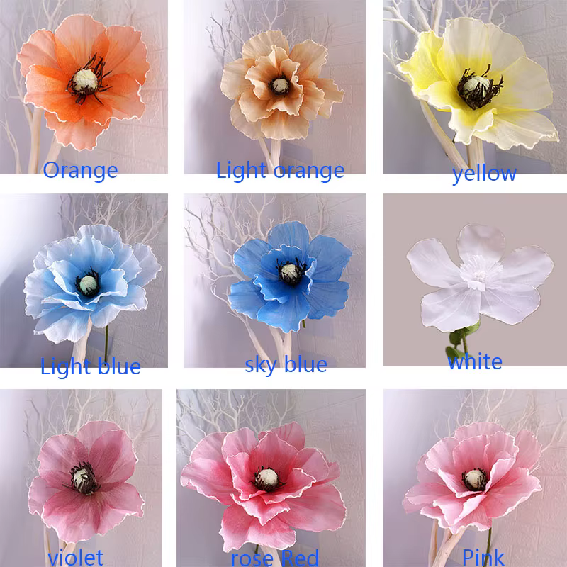Fleur de coquelicot artificielle géante en lin