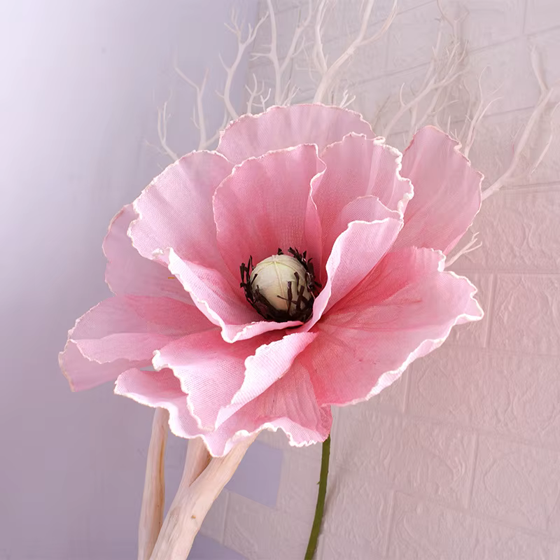 Fleur de coquelicot artificielle géante en lin
