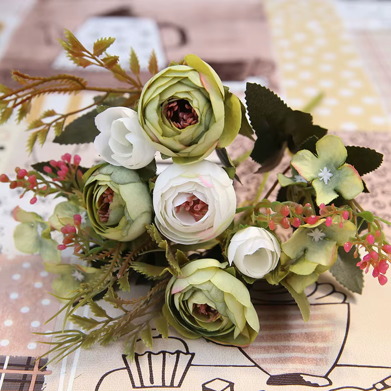 Fausse fleur de thé rose en soie d'automne