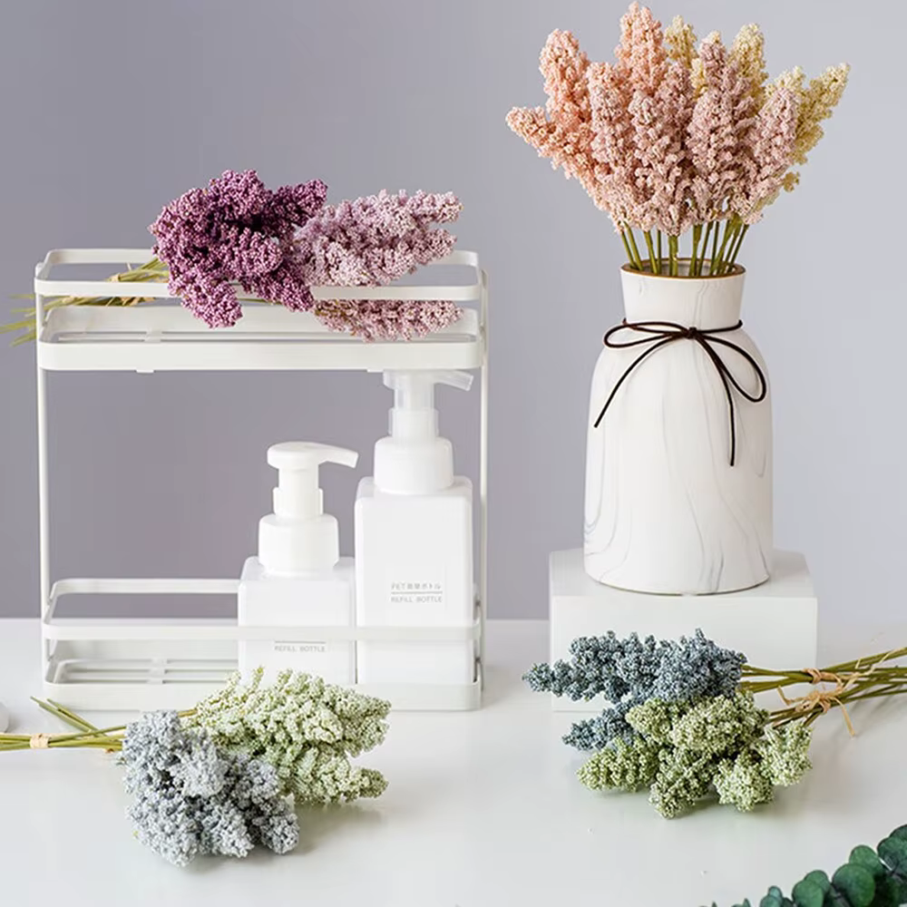 6 pièces vanille artificielle Mini mousse baies Spike fleurs artificielles Bouquet pour la décoration intérieure plante