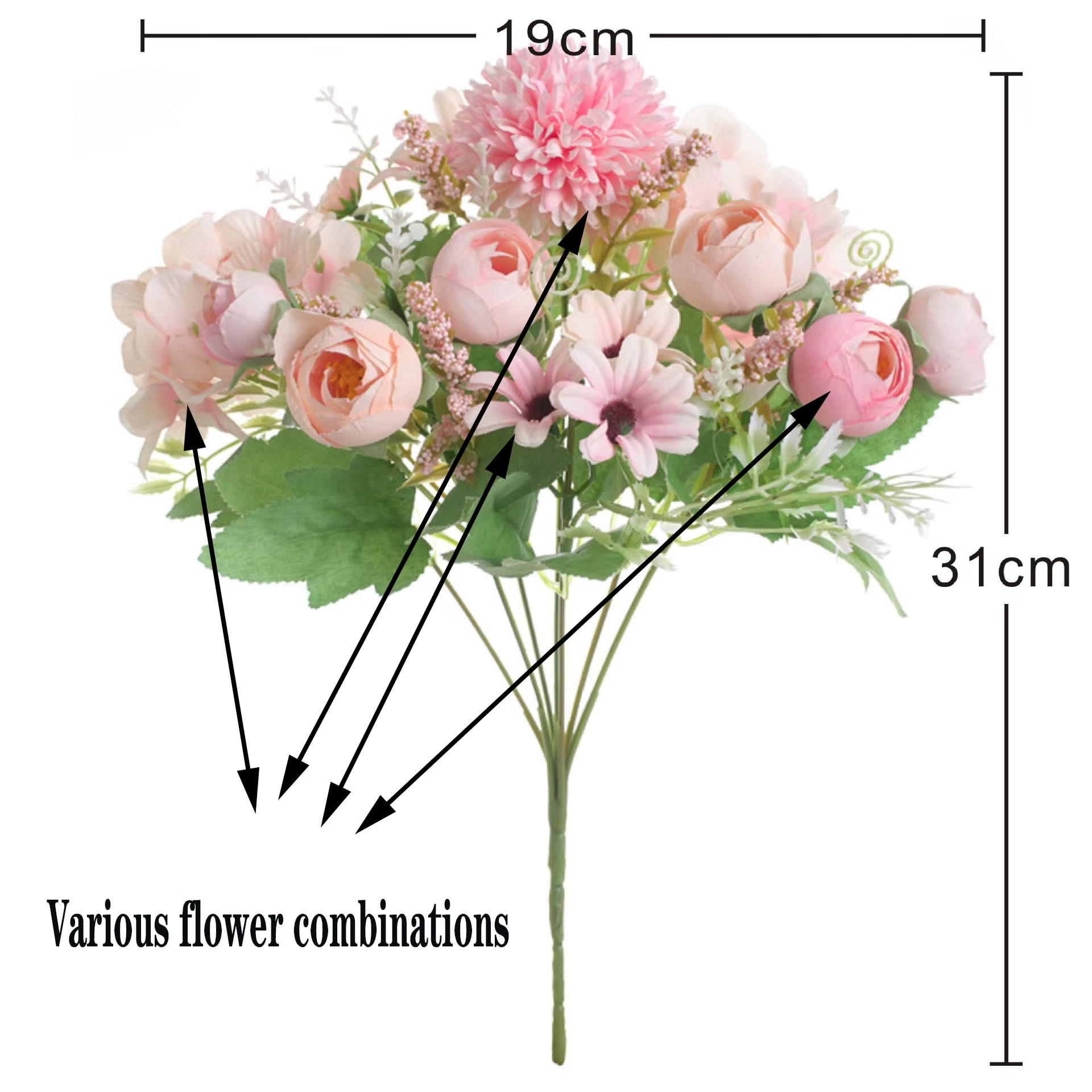 Offre spéciale 1 pièce de fleurs mélangées multicolores belle fleur artificielle rose hortensia soie faux bouquet pour la décoration de mariage en famille