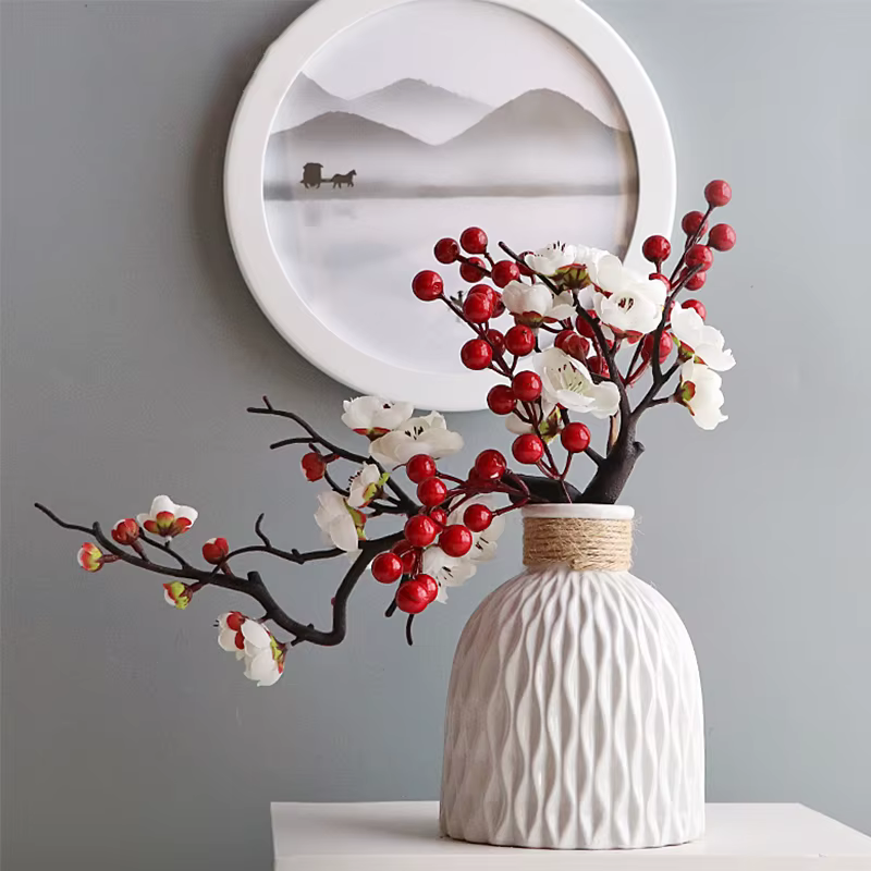 Fleurs artificielles en soie rouge cerise