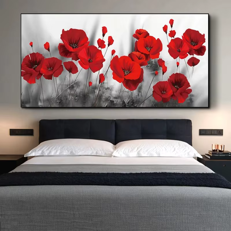 PopMED-Affiches et Imprimés d'Art en Toile de Fleurs Rouges
