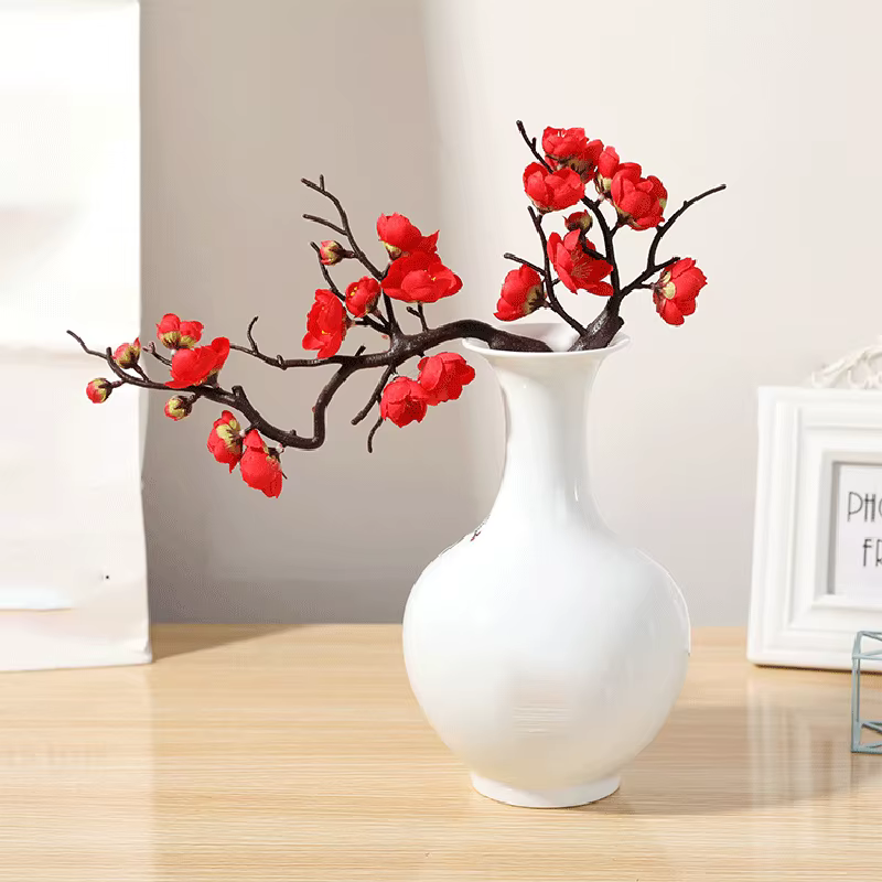 Fleurs artificielles en soie rouge cerise