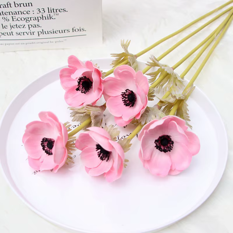 Anémone Rose PU Real Touch pour la décoration de mariage