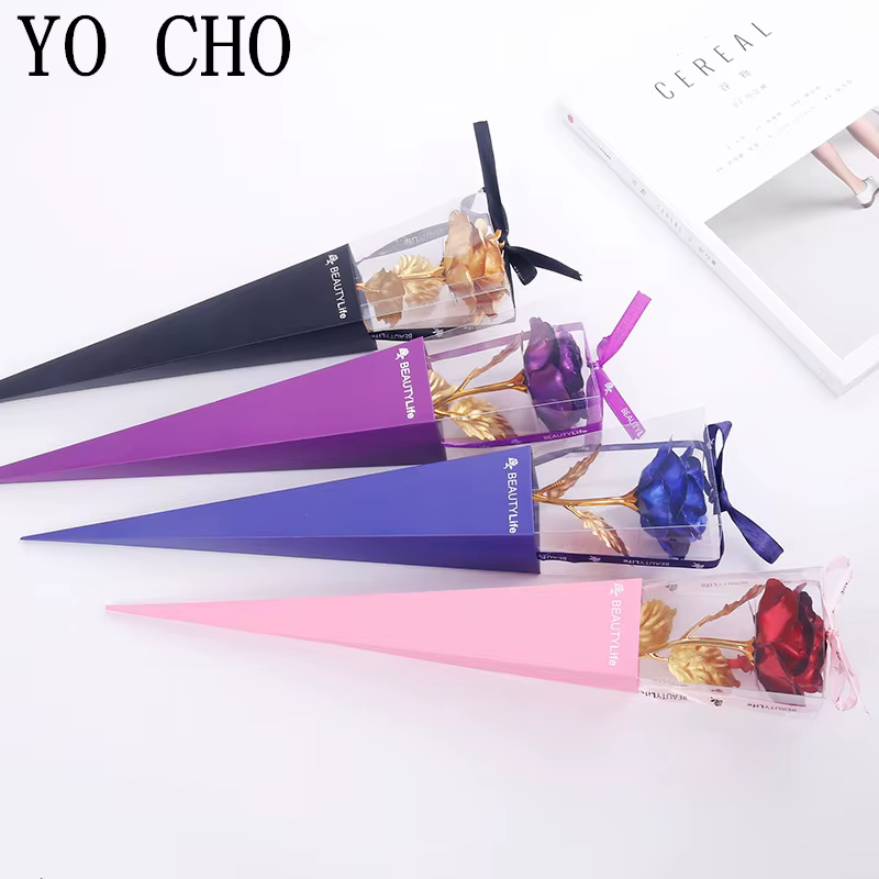 Galaxie Rose éternelle 24K or fleur feuille plastique Roses artificielles saint valentin cadeau beauté fleurs dorées pour décor de mariage