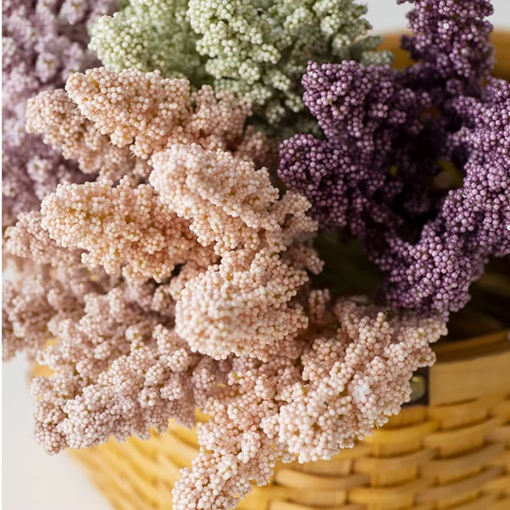 6 pièces vanille artificielle Mini mousse baies Spike fleurs artificielles Bouquet pour la décoration intérieure plante