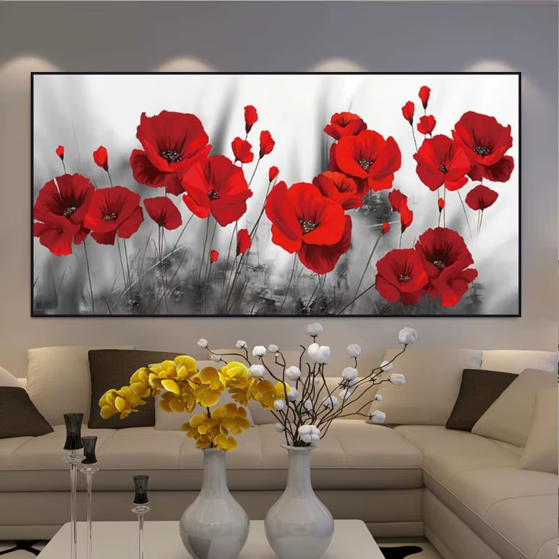 PopMED-Affiches et Imprimés d'Art en Toile de Fleurs Rouges