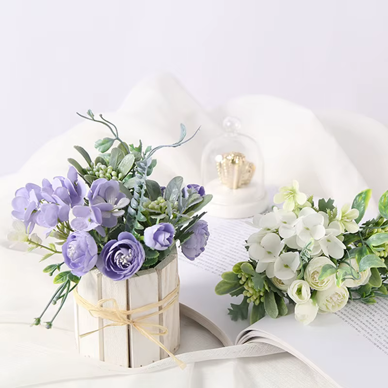 Bouquet d'hortensias artificielles en soie