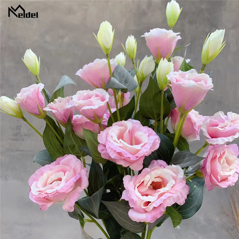 Bouquet DIY Meldel de fleurs artificielles en soie Lisianthus pour la décoration de la maison