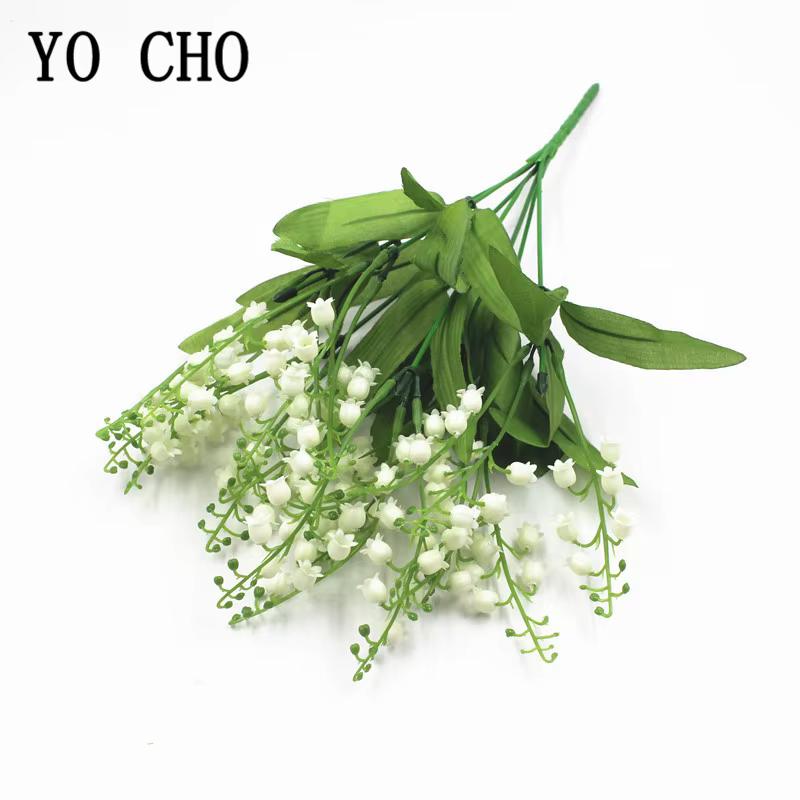 Fleurs artificielles muguet 7 Branches faux fleur de lys en plastique Bouquet de mariée décor de fête de mariage Flores Artificiales