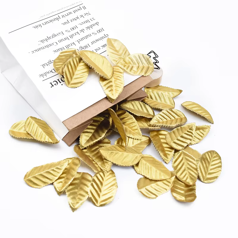 200 pièces feuilles dorées feuille de noël Roses décoratives fleurs plantes artificielles bricolage boîte à cadeaux Scrapbook broche de mariage décoration de la maison