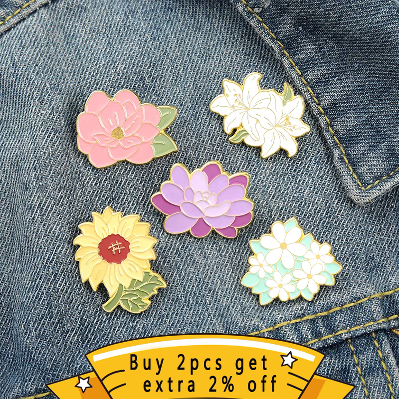 Broches en émail de la série fleurs