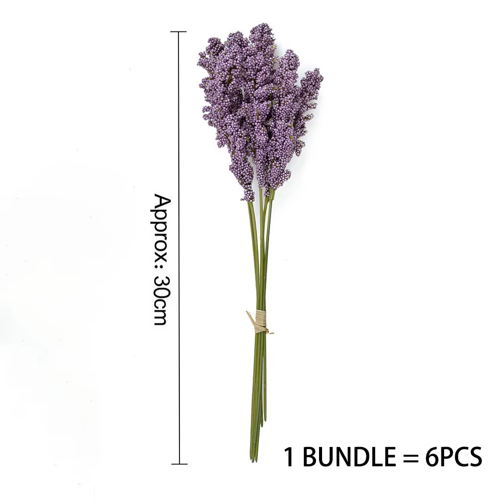 6 pièces vanille artificielle Mini mousse baies Spike fleurs artificielles Bouquet pour la décoration intérieure plante