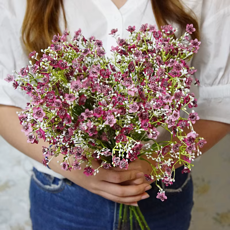 Fleur artificielle couleur branche unique Milan Gypsophila Femtive faux saint valentin vente en gros Bouquet de mariée ensemble de mariage fait à la main bricolage