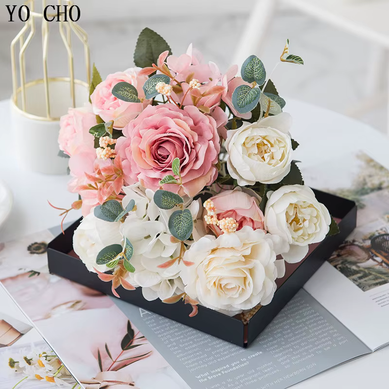 YO CHO 6 têtes/Bouquet de pivoines fleurs artificielles