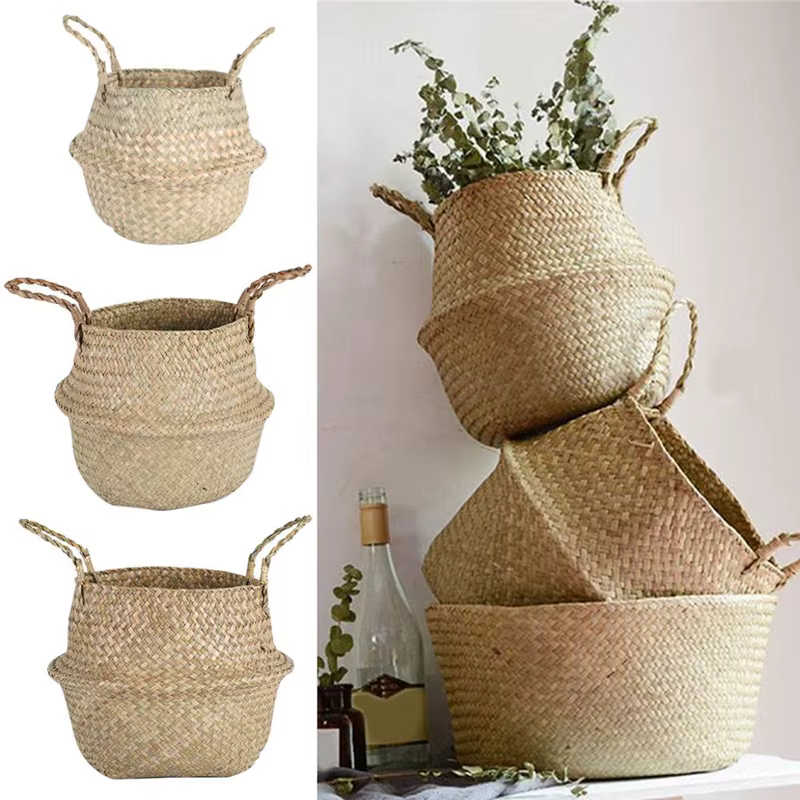 Zerolife panier en osier d'algues rotin suspendu Pot de fleur