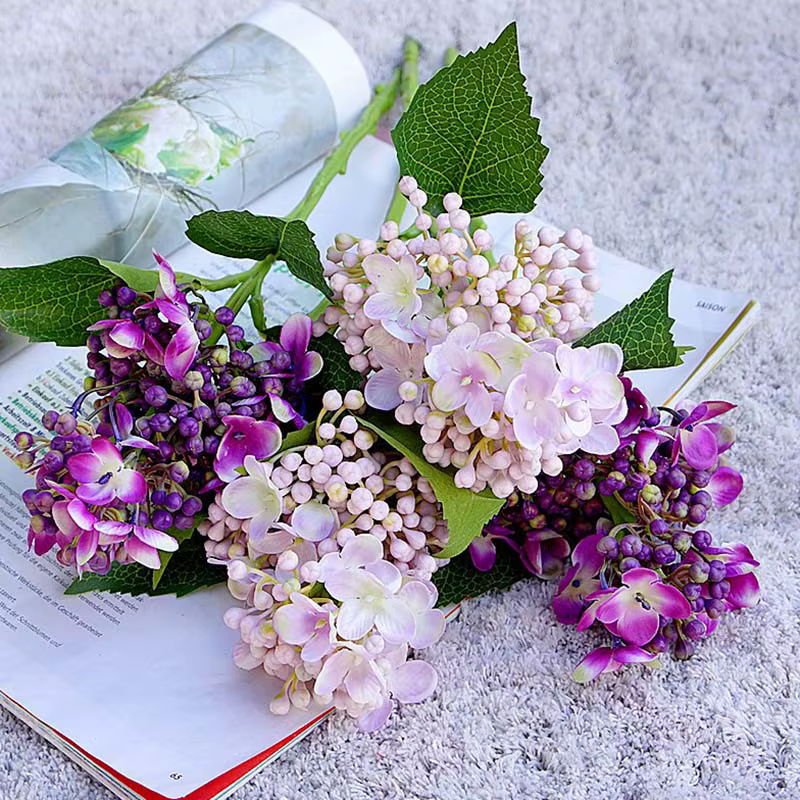 Fleur d'hortensia en soie
