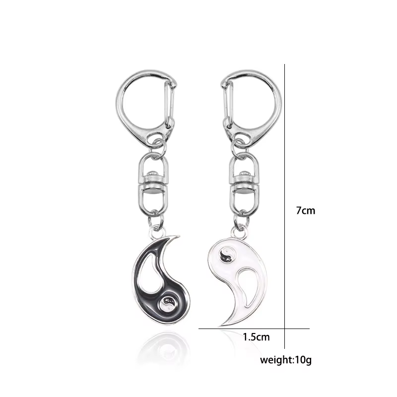 Porte-clés meilleur ami pour femmes et hommes, pendentif Yin Yang creux, accessoires de Couple, breloques, bijoux cadeau