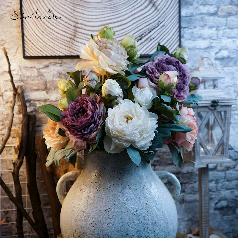 Grandes fleurs artificielles de pivoines blanches SunMade
