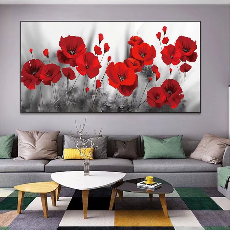 PopMED-Affiches et Imprimés d'Art en Toile de Fleurs Rouges
